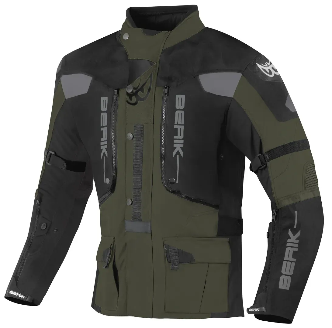Berik Dakota wasserdichte 3in1 Motorrad Textiljacke, schwarz-grün, Größe 52 für Männer