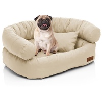 Juelle Mittelhundbett - Sofa für mittelgroße Hunde, Abnehmbarer Bezug, maschinenwaschbar, flauschiges Bett, Hundesessel Santi S-XXL (Größe: M - 80x60 cm, Ecru)