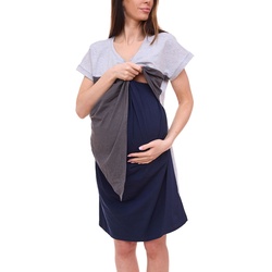 neun 9 Monate Damen Umstands-Kleid asymetrisches Schwangerschafts-Kleid 32879759 Grau/Blau - 42