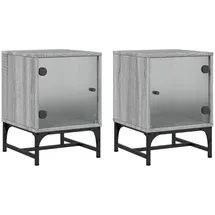 vidaXL Nachtschrank mit Glastüren 35 x 37 x 50 cm Grau