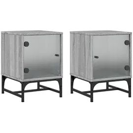 vidaXL Nachtschrank mit Glastüren 35 x 37 x 50 cm Grau