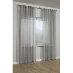 Gardine GARDINIA "Schal mit verdeckten Schlaufen", grau (silbergrau), B:140cm H:245cm, Polyester, Gardinen, transparent, Polyester, Stoff 100 % Polyester