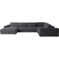 Wohnlandschaft PLACES OF STYLE "Bloomfield" Sofas Gr. B/H/T: 405 cm x 84 cm x 224 cm, Struktur grob, mega-Recamiere links, XXL mit Sitztiefenverstellung, grau (obsidian) Wohnlandschaften