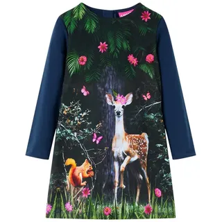 vidaXL Kinderkleid mit Langen Ärmeln Marineblau 104