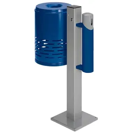 Proregal Kombiascher Standfuß + Bodenplatte | HxBxT 101x36x36cm | Verzinkter Stahl | Blau-Blau | Mülleimer Aschenbecher Abfalleimer