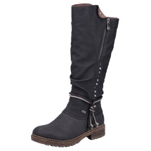Rieker Langschaftstiefel, Blockabsatz, TEX-Membran, Nieten und Kordel, Gr. 43 EU