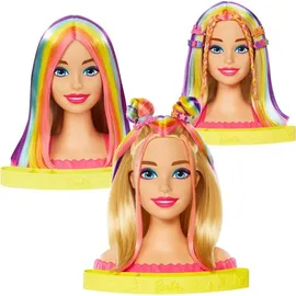 Barbie Mattel HMD78 Barbie Totally Hair Regenbogen Deluxe Styling Kopf Frisurenkopf Frisierkopf - Rosa