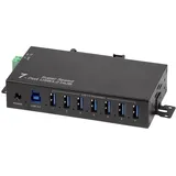 Logilink UA0444 USB-Hub 7 Port USB-A USB 3.0 5 GBit/s für industrielle Anwendungen, Metallgehäuse, zur Wandmontage Schwarz UA0444