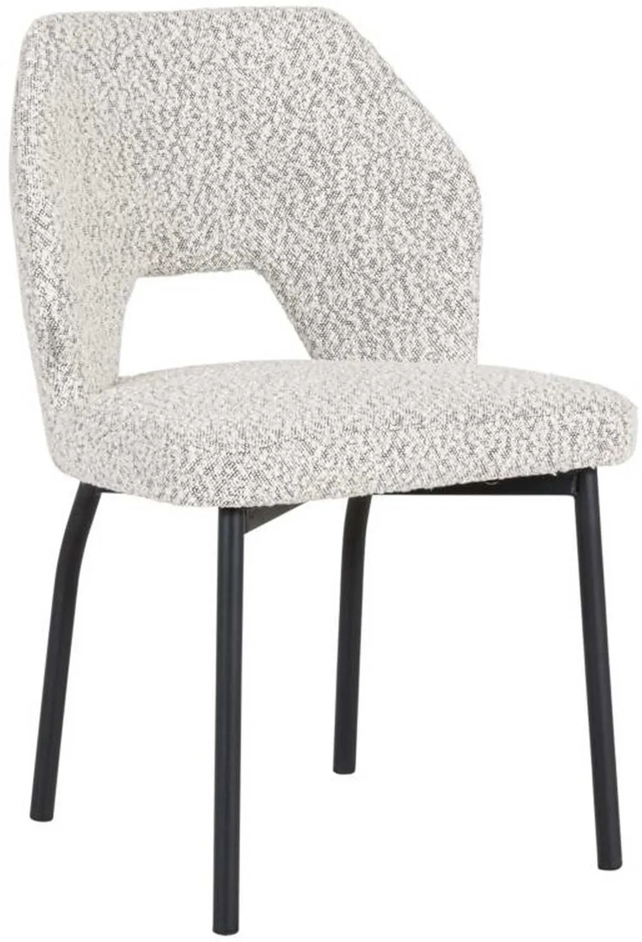 Esszimmerstuhl Bloom Boucle, modern gepolstert, hellgrau, stabiles Metallgestell, komfortabel für Dich