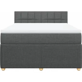 vidaXL Boxspringbett mit Matratze Dunkelgrau 140x200 cm Stoff