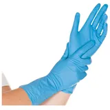 Franz Mensch 50 Stück Hygostar Chemikalienschutzhandschuhe Super High Risk | Nitril, Packung, blau, 8/M, L: 30cm, Schutzhandschuhe, Chemie-Handschuhe, Latexhandschuhe