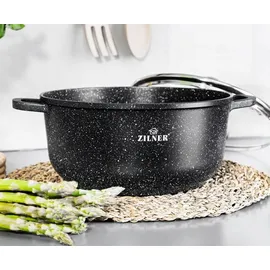 ZILNER 12-tlg Antihaftbeschichtet Kochtopfset Topfset Geschirrset Marmorbeschichtung, Induktion Topf-set ZL-8528 - Schwarz