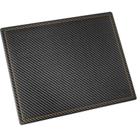 Läufer 37058 Concerto Mouse-Pad aus Leder, Echt Leder, schwarz, carbon, Ziernaht gold, Handgefertigt aus Echtleder in Deutschland, Mauspad aus Leder