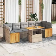 vidaXL Garten-Lounge-Set 8-tlg. beige Polyrattan Akazie