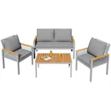 Odikalo Gartenlounge-Set Gartenmöbel 2-Sitzer-Sofa Outdoor Rattan Sessel Couchtisch Stühle Grau grau