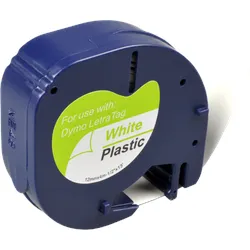 Label Band kompatibel zu Dymo 91221  schwarz auf weiß  12mm x 4m  Plastik