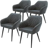 ML-Design 4er Set Esszimmerstühle Anthrazit Wohnzimmerstühle Küchenstuhl PU-Kunstleder