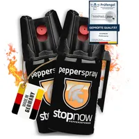 stopnow - 2er Set Pfefferspray & KO-Spray für Selbstverteidigung, Bären & Hunde-Abwehr - Pepper Jet-Sprüh-Strahl - Abwehrspray klein - Tier-Abwehr-Spray, Bärenspray & Verteidigungsspray für Unterwegs