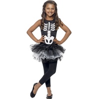 Smiffys Kinder Skelett Kostüm für Mädchen, Bedrucktes Tutu-Kleid, Größe: S, 43029