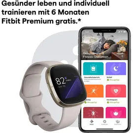 Fitbit Sense mondweiß/edelstahl softgold