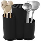 3 in 1 Messerblock Ohne Messer Schwarz Universal Runder Messerhalter Messerblockhalter Unbestückt Plastik Schutz der Klinge Messerhalter für Küchenmessern für Alle Küchenmesser Geeignet