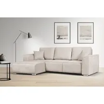 OTTO home Ecksofa OTTO HOME "BEATRICE optionale Schlafsofa mit Bettkasten, B/T/H: 265/170/86 cm", beige (creme), B:265cm H:86cm T:170cm, 100% Polyester, Sofas, Ecksofa, L-Form, wahlweise auch mit Bettfunktion und Bettkasten