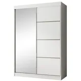 Beautysofa Schiebetürenschrank Paco 150 cm (Kleiderschrank, Spiegelschrank, Weiß, Schwarz, Gold) weiß