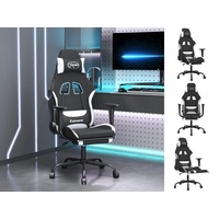 VidaXL Gaming-Stuhl mit Massage & Fußstütze Schwarz und Weiß