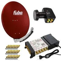 Fuba Satelliten-Komplettanlage Fuba DAA 780 R Satellitenschüssel Alu Ziegelrot