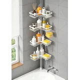 Kegii Teleskop Duschregal - Duschablage Ohne Bohren Weiß Teleskopregal Bad Edelstahl Duschkorb Ecke Teleskopregal Dusche Eckregal Badezimmer