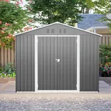 Metall Gerätehaus 8x6 FT – Gartenschuppen aus stabilem Stahl mit Klapptür, wetterfest & rostbeständig, Werkzeugschuppen für Garten, Terrasse (Anthrazit)