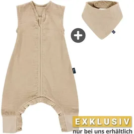 Alvi Baby Schlafsack mit Füßen Musselin Beige 70