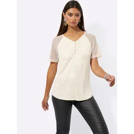 CREATION L Kurzarmshirt in champagner-silberfarben-bedruckt | Gr.: 38