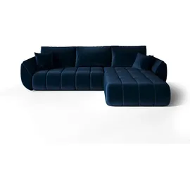 cornero Eckcouch Velours 3-Sitzer Dunkelblau