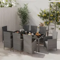 vidaXL Garten-Essgruppe 9-tlg. Grau