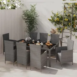 vidaXL Garten-Essgruppe 9-tlg. Grau