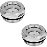 Ganter Normelemente GN 743-14-M20X1,5-A - Ölschaugläser, silber, Feingewinde d: M20x1,5, 2 Stück