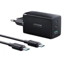 Joyroom Fast Charger 65 W USB-A, 2x USB-C schwarz + USB-C - USB-C-Kabel 100 W 1,2 m