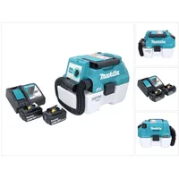 Makita DVC 750 LRM Akku Staubsauger LXT 18 V 67 mbar 7,5 l Brushless + 2x Akku 4,0 Ah + Ladegerät