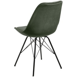 AC Design Furniture Emanuel Esszimmerstühle 2er Set, B: 48,5 x H: 85,5 x T: 54 cm, Waldgrün/Schwarz, Samt/Metall, 2 Stk