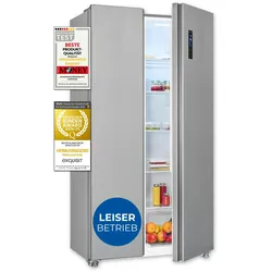 Exquisit Side-by-Side SBS546-040E inoxlook | No Frost | Nutzinhalt: 442 L | Temperaturregelung | Alarm