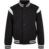 URBAN CLASSICS Jungen UCK2398-Boys Inset College Sweat Jacket Jacke, Black/White, 110/116