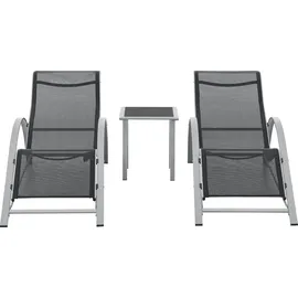 [en.casa] Binetto Set 3-tlg. Grau/Schwarz