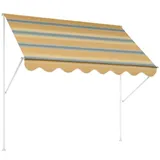 Angerer Klemmmarkise Exklusiv mit Handkurbel, Terrasse/Balkon, einfache Montage ohne Bohren, Made in Germany, hochwertiger Stoff, UV-beständig, höhenverstellbar, wasserabweisend, 150 cm Gelb-Blau-Weiß