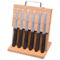 GRÄWE Messerblock Magnet-Messerhalter Bambus klein mit Brötchenmessern schwarz
