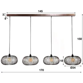 KAWOLA Hängeleuchte CATAVI Hängelampe 4-flammig Metall schwarz