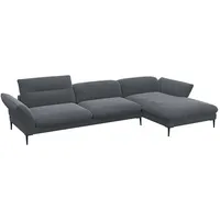 FLEXLUX Ecksofa Salino, Funktionssofa mit Recamiere, Relaxsofa, Ecksofa, Sofa mit Arm- und Kopfteil-Verstellungen, Kaltschaum & Stahl-Wellen grau