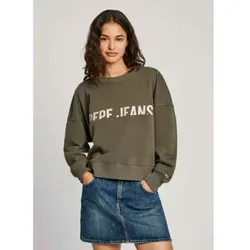 Pepe Jeans für Damen. PL581452 Sweatshirt Gayle grün (S), Lässig, Bio-Baumwolle, Nachhaltig
