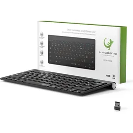 Lacerto Lacerto® | Bilinguale Russisch-Französische Kabellose 2,4 GHz Multimedia AZERTY Tastatur, Clavier sans fil bilingue Français-Russe, Russian-French Wireless Keyboard | BELA-FR568 | Matt Schwarz