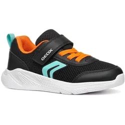 Sneaker GEOX "J SPRINTYE BOY", Kinder, Gr. 39, bunt (schwarz, hellblau), Mesh, Synthetik, sportlich, Schuhe, Klettschuh, Freizeitschuh, Jungenschuh mit elastischen Schnürsenkeln